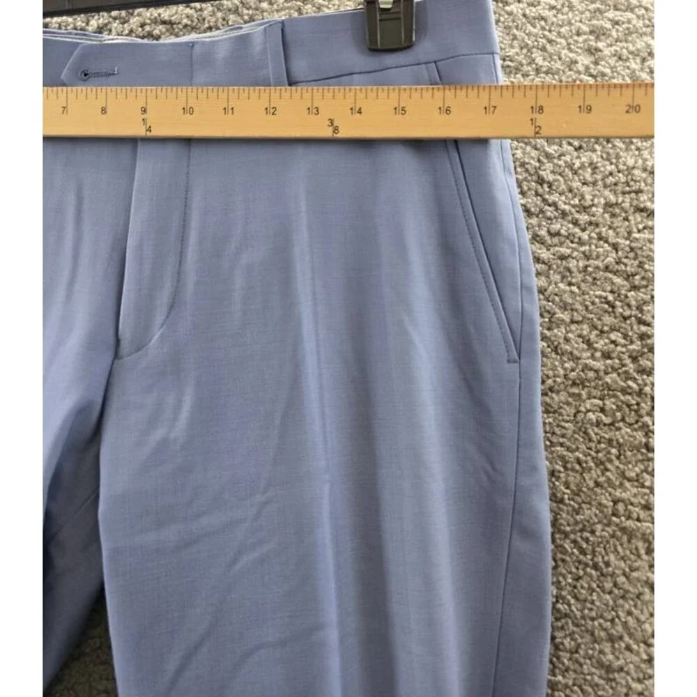 Bar III Slim-Fit Wool Blend Suit Pants Men's 32W x 32L Light Blue Zip Hook & Bar